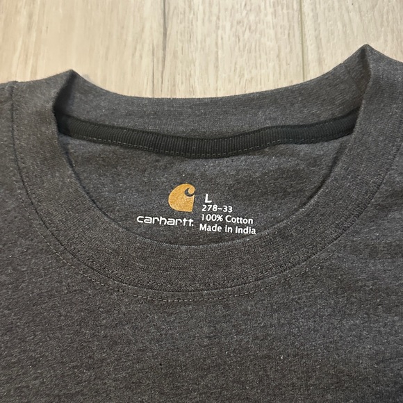 Men’s Carhartt Heathered Charcoal Cotton Pocketed Short Sleeve Tee - Picture 4 of 10